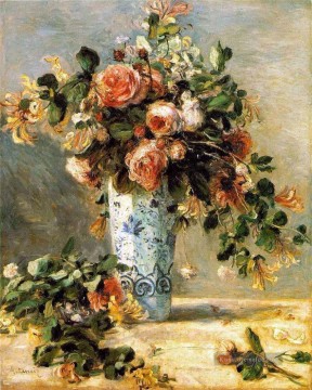 Rosen und Jasmin in einer Delfter Vase Blume Pierre Auguste Renoir Ölgemälde